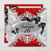 Red Sparkle Diamond & Bow Sweet 16 Einladung (Vorne/Hinten)
