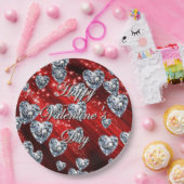 Red Sparkle Diamond Hearts Napkins Pappteller (Party)