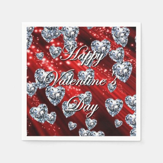 Red Sparkle Diamond Hearts Napkins Serviette (Vorderseite)