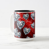 Red Sparkle Diamond Hearts Tasse (Vorderseite Links)