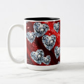 Red Sparkle Diamond Hearts Tasse (Links)