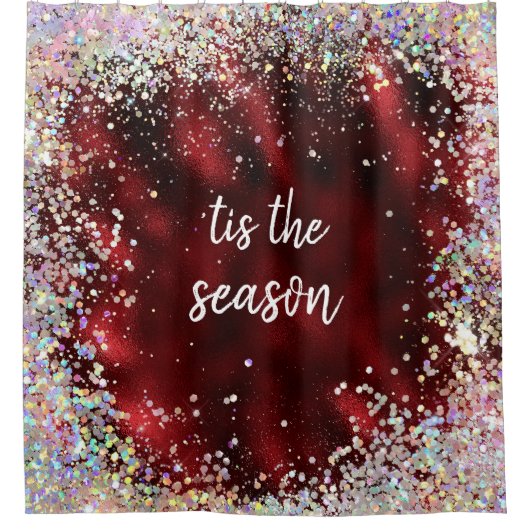 Red Sparkle Frohe Weihnachtssaison Duschvorhang (Vorderseite)