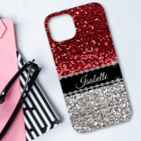 Red Sparkle Glam Bling Personalisiert