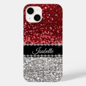 Red Sparkle Glam Bling Personalisiert Case-Mate iPhone Hülle (Rückseite)