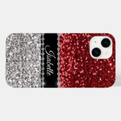 Red Sparkle Glam Bling Personalisiert Case-Mate iPhone Hülle (Rückseite (Horizontal))