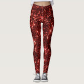 Red Sparkle Glitter Christmas Leggings (Vorderseite)