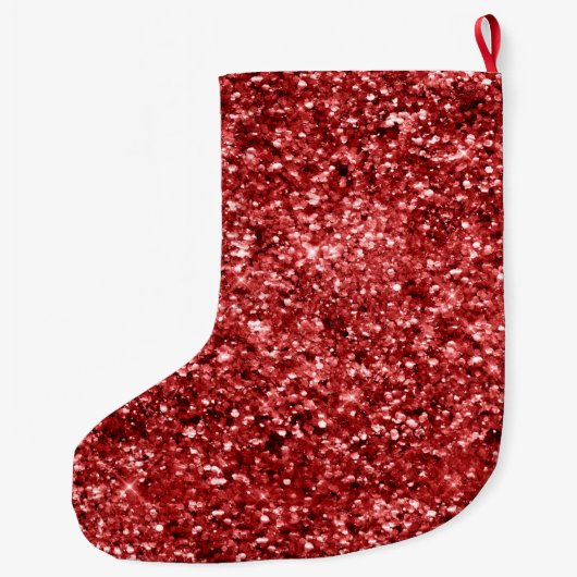 Red Sparkle Glitz Großer Weihnachtsstrumpf (Rückseite)
