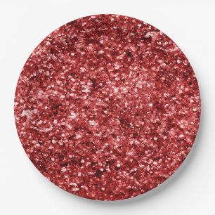 Red Sparkle Glitz Pappteller