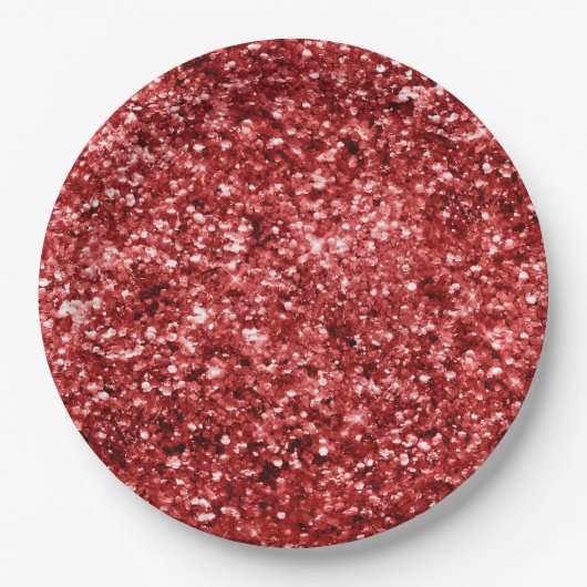 Red Sparkle Glitz Pappteller (Vorderseite)