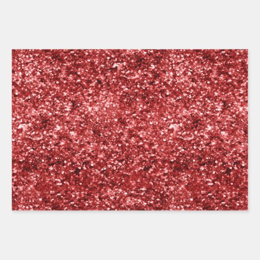 Red Sparkle Glitzer Geschenkpapier Set (Vorderseite)