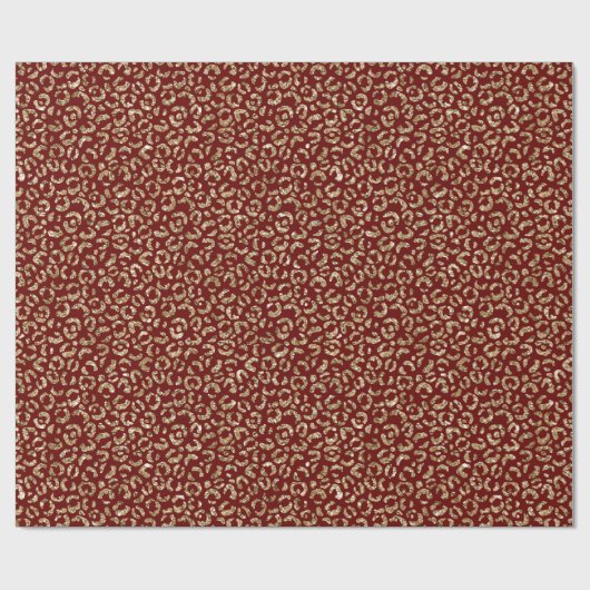 Red Sparkle Glitzer Gold Leopard Print Geschenkpapier (Flach)