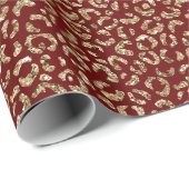 Red Sparkle Glitzer Gold Leopard Print Geschenkpapier (Rolleneckpunkt)