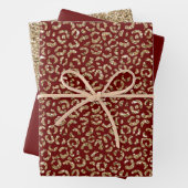 Red Sparkle Glitzer Gold Leopard Print Geschenkpapier Set (Beispiel)