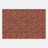 Red Sparkle Glitzer Gold Leopard Print Geschenkpapier Set (Vorderseite)