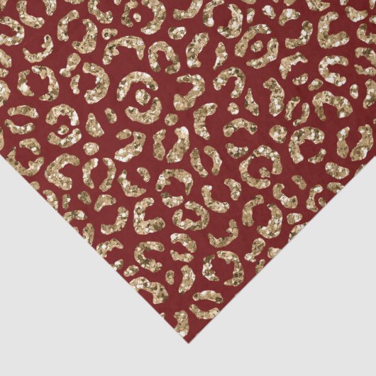 Red Sparkle Glitzer Gold Leopard Print Seidenpapier (Detail)