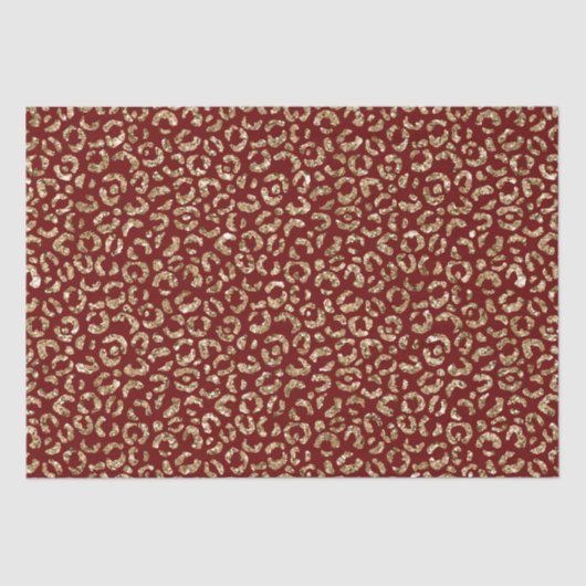 Red Sparkle Glitzer Gold Leopard Print Seidenpapier (Vorderseite)