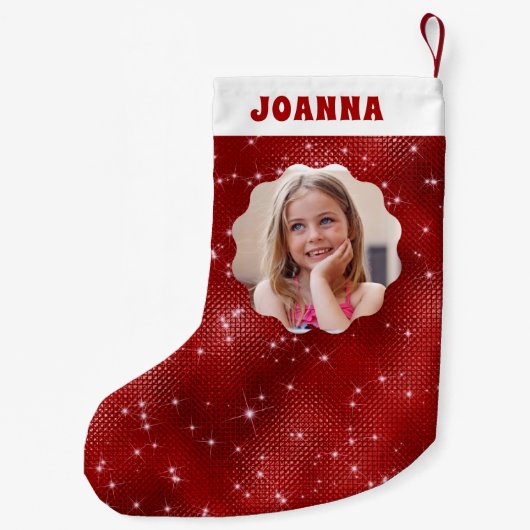 Red Sparkle Glitzer Kleiner Weihnachtsstrumpf (Rückseite)
