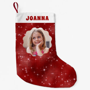 Red Sparkle Glitzer Kleiner Weihnachtsstrumpf