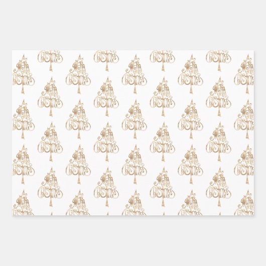 Red Sparkle Merry Christmas Tree Geschenkpapier Set (Vorderseite 2)