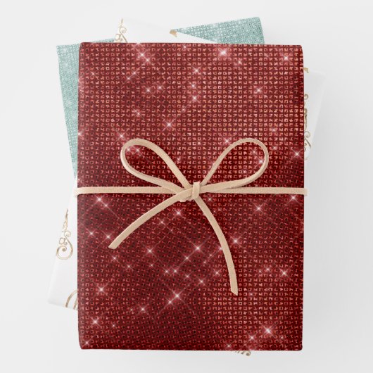 Red Sparkle Merry Christmas Tree Geschenkpapier Set (Beispiel)