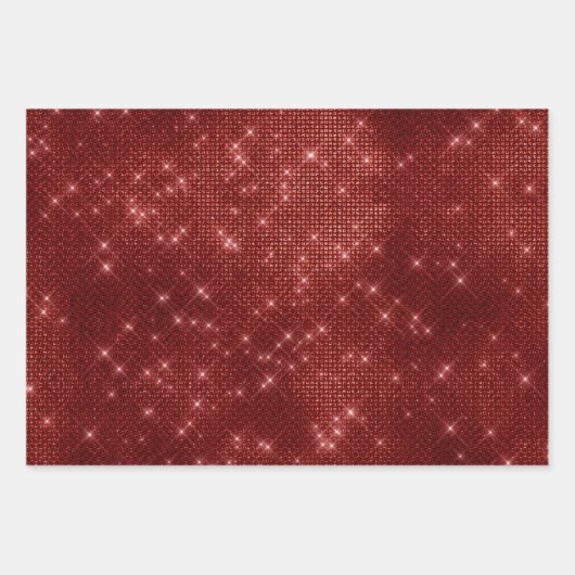 Red Sparkle Merry Christmas Tree Geschenkpapier Set (Vorderseite)