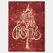 Red Sparkle Merry Christmas Tree Magnet (Vorderseite)