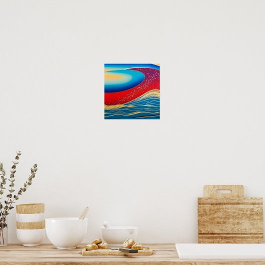 Red Sparkle Wave Poster (Küche)