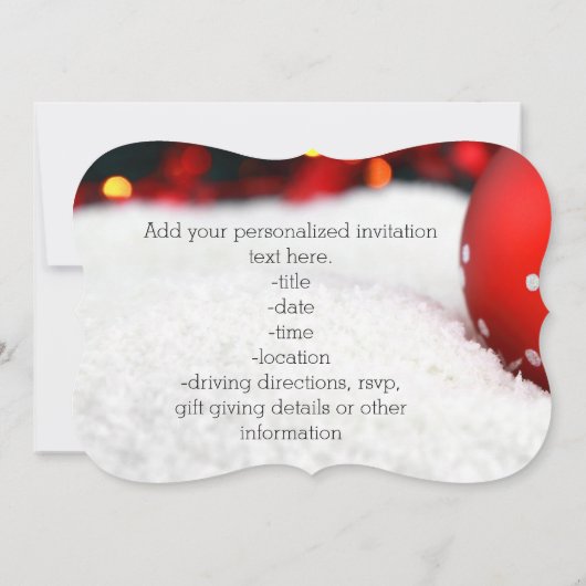 Red Sparkle Weihnachtsschnee Einladung (Rückseite)