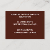 Red Sparkler July 4. Store Sales Fireworks Visitenkarte (Rückseite)