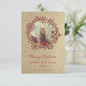 Red Sparkles Snowflakes Christmas Family Photo (Stehend Vorderseite)
