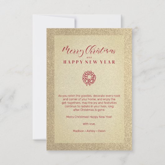 Red Sparkles Snowflakes Christmas Family Photo (Rückseite)