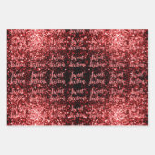Red sparkles Sweet 16 script pattern Geschenkpapier Set (Vorderseite)
