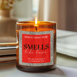 Red Sparkling Custom Valentine's Day Candle Label Quadratischer Aufkleber