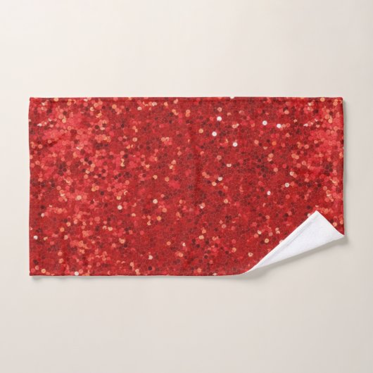 Red sparkling glitter pattern badhandtuch set (Handtuch)