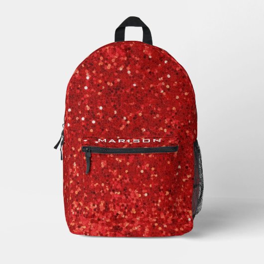Red sparkling glitter pattern bedruckter rucksack (Vorderseite)
