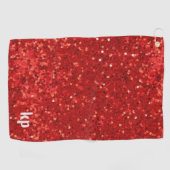 Red sparkling glitter pattern golfhandtuch (Horizontal)
