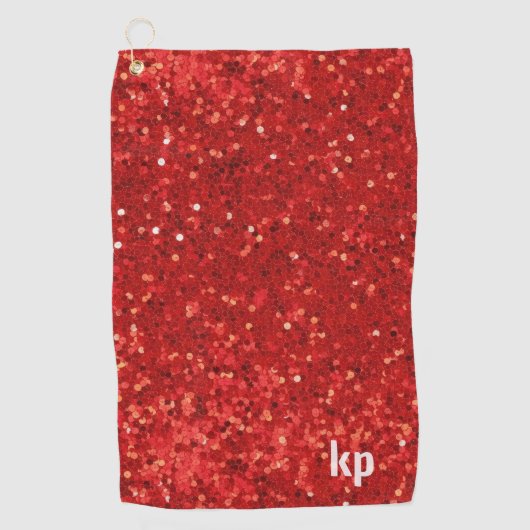 Red sparkling glitter pattern golfhandtuch (Vorderseite)
