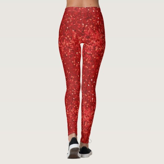 Red sparkling glitter pattern leggings (Rückseite)