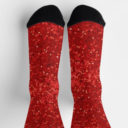 Red sparkling glitter pattern socken (Oben)