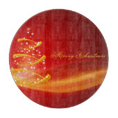 Red Sparkling Golden Christmas Tree Schneidebrett (Vorderseite)