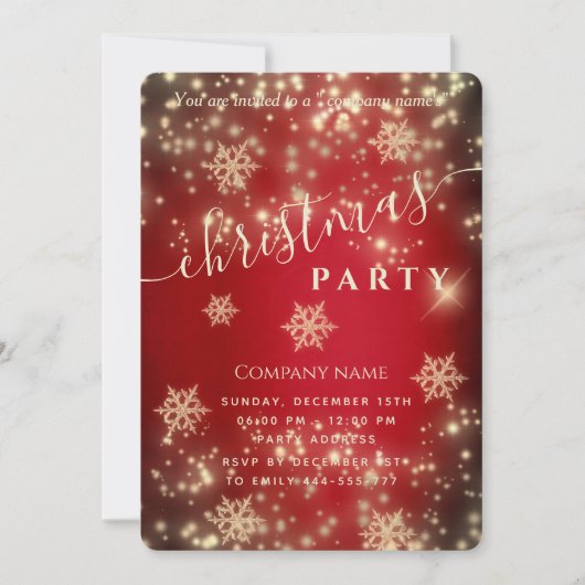Red Sparkling Luxus Firmenweihnachtsfest Party Einladung (Vorderseite)