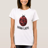 Red sparkly Ladybug BOSS LADY Personalize T-Shirt (Vorderseite)