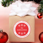 Red Special Delivery from Santa North Pole Name Runder Aufkleber