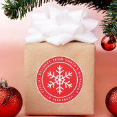 Red Special Delivery from Santa to Name Snowflake Runder Aufkleber