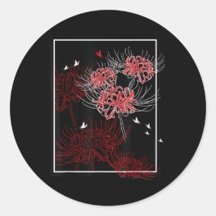 Red Spider Lily mit Butterfly Japanischer Anime Ae Runder Aufkleber