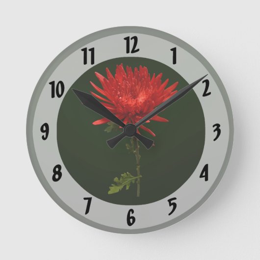 Red Spider Mum Runde Wanduhr (Vorderseite)