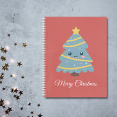 Red Spiral Notebook mit Kawaii Weihnachtsbaum Notizblock