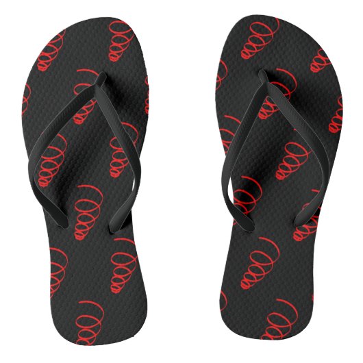 Red Spiral World Shapes Flip Flops Badesandalen (Fußbett)