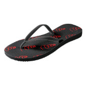Red Spiral World Shapes Flip Flops Badesandalen (Schrägansicht)