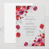 Red Spirited Watercolor Wedding Einladung (Vorne/Hinten)